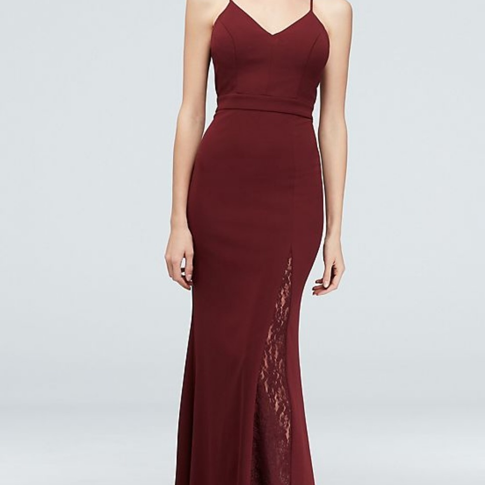 Wine David's Bridal Bridesmaid Dress